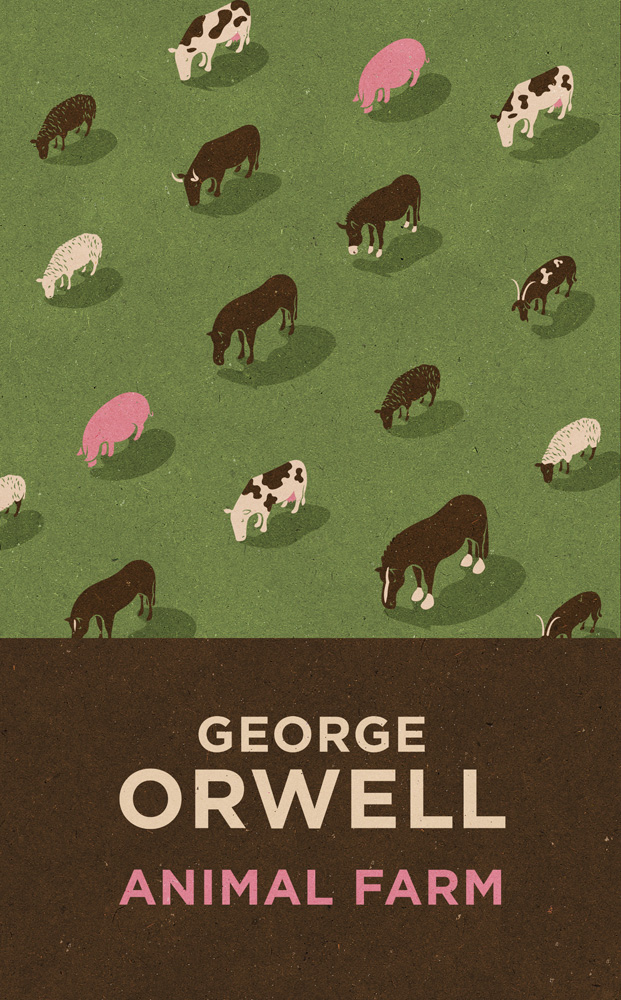 Book cover illustration by John Holcroft for Animal Farm by George Orwell