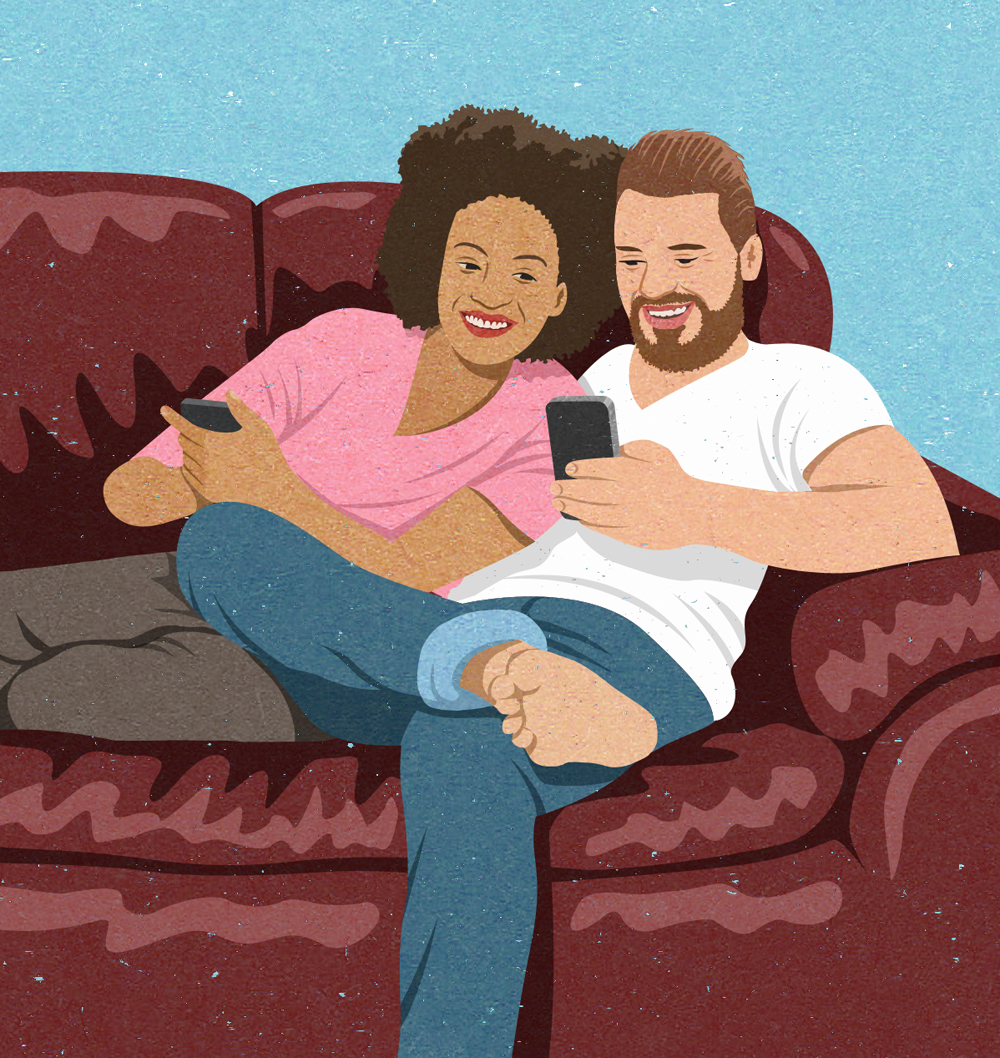 editorial illustration of millennial couple