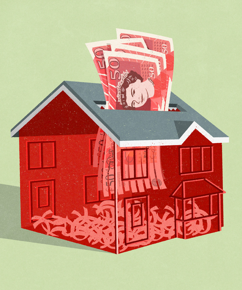 Conceptual illustration about home owners and the cost of maintaining a house, by John Holcroft