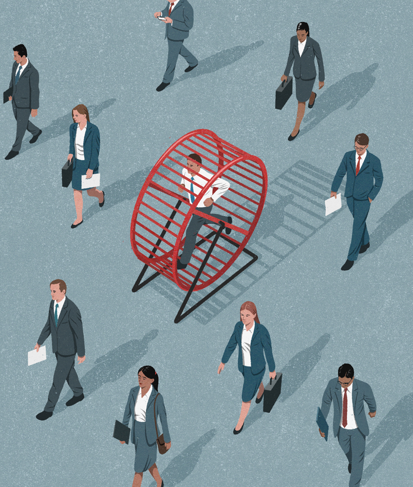 editorial illustration about Career stagnation 