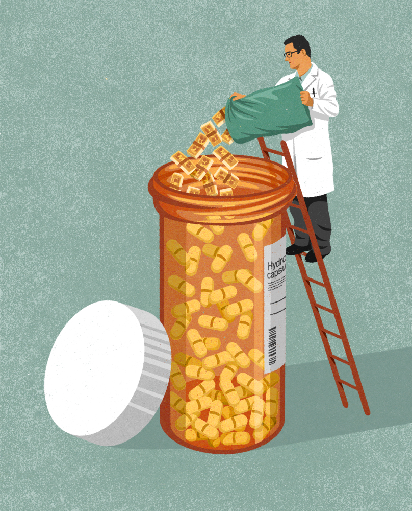 conceptual illustration about the rising cost of pharmaceuticals 