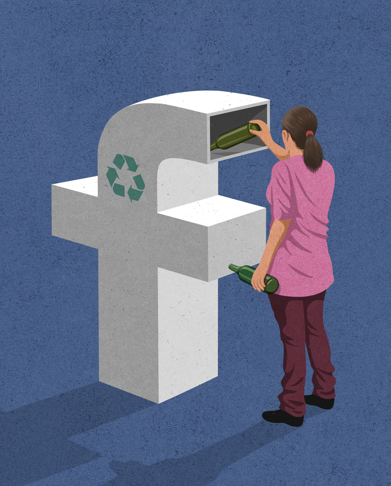 illustration about social media helping people to recycle