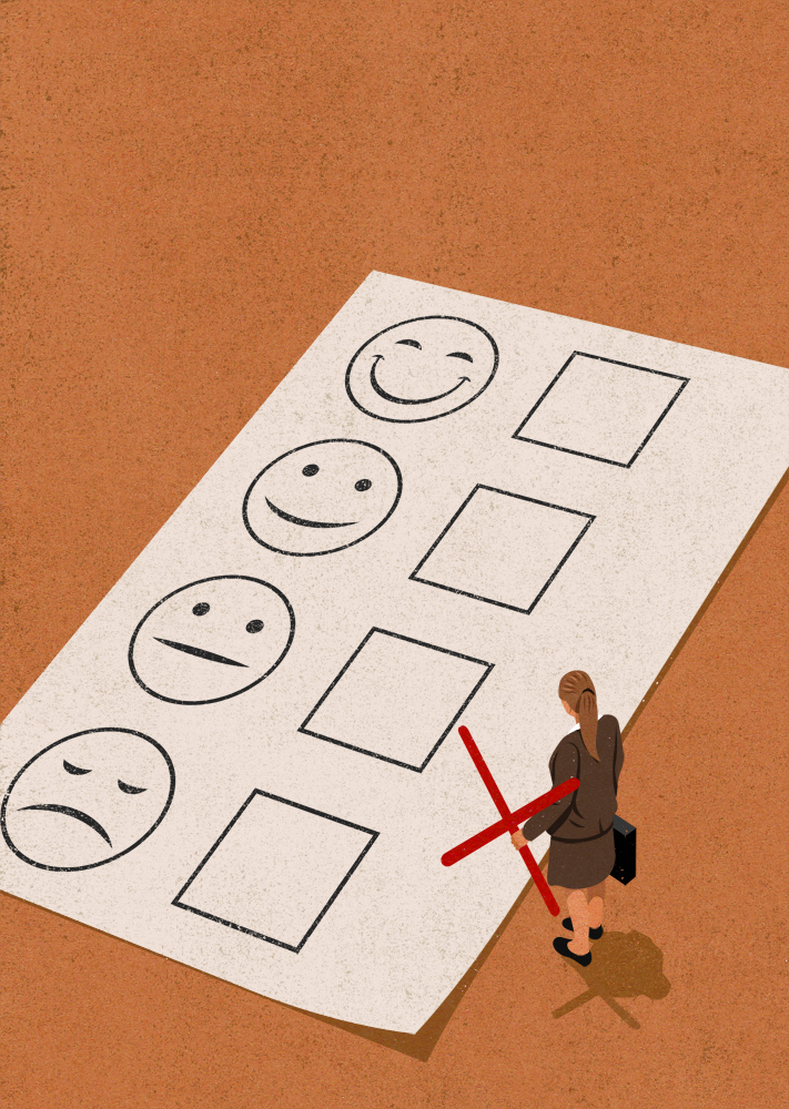 illustration for wall street journal about employee happiness